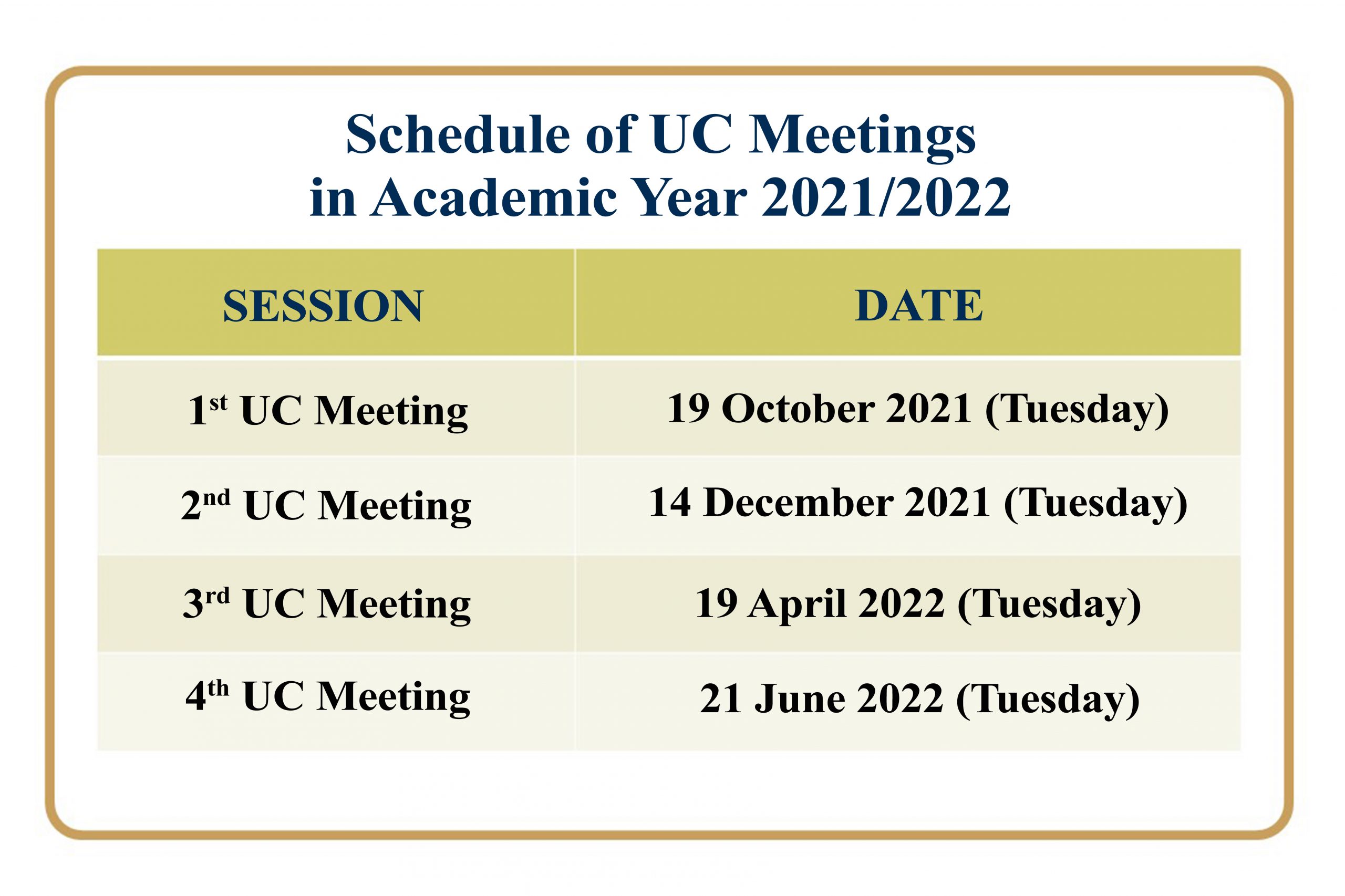 Meeting Schedule – University Council